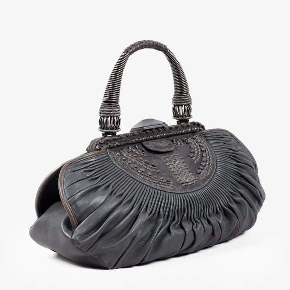Dior Grey Pleated Leather Plisse Frame Bag - Picture 1 of 12